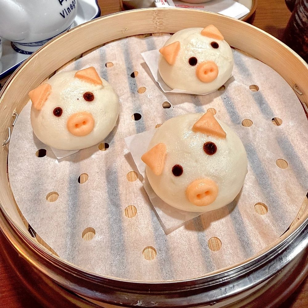 Pig-shaped buns with custard filling at Dumpling U, a Chinese Restaurant in Fresno