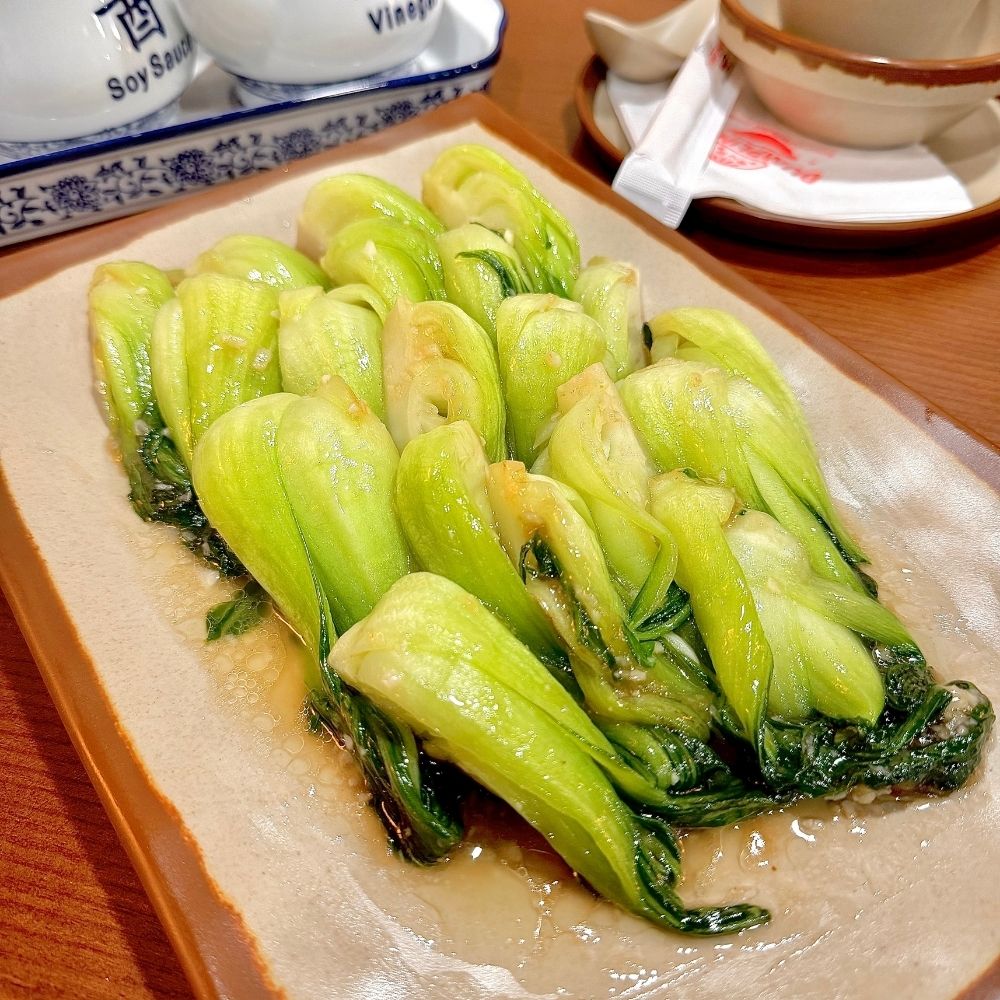 Stir-fried bok choy with garlic at Dumpling U, a Chinese Restaurant in Fresno
