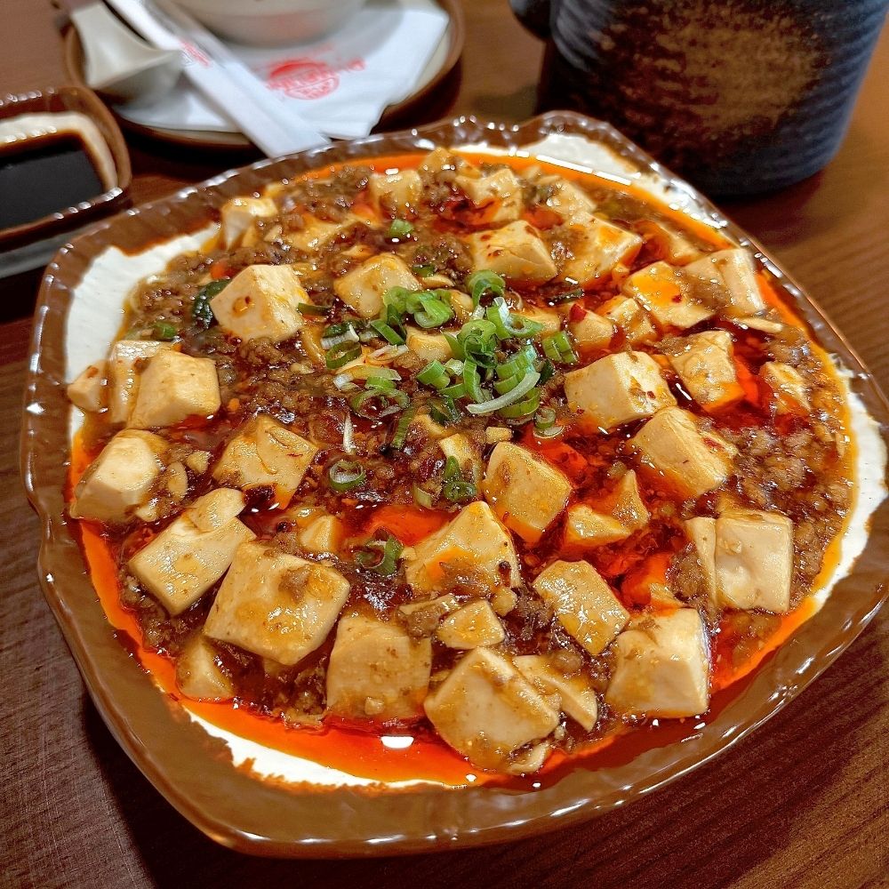 Spicy tofu with minced meat at Dumpling U, a Chinese Restaurant in Fresno