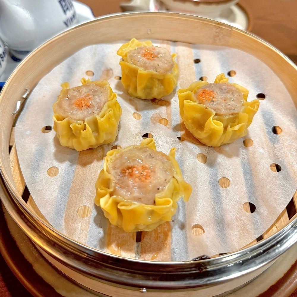 Steamed pork shumai dumplings at Dumpling U, a Chinese Restaurant in Fresno