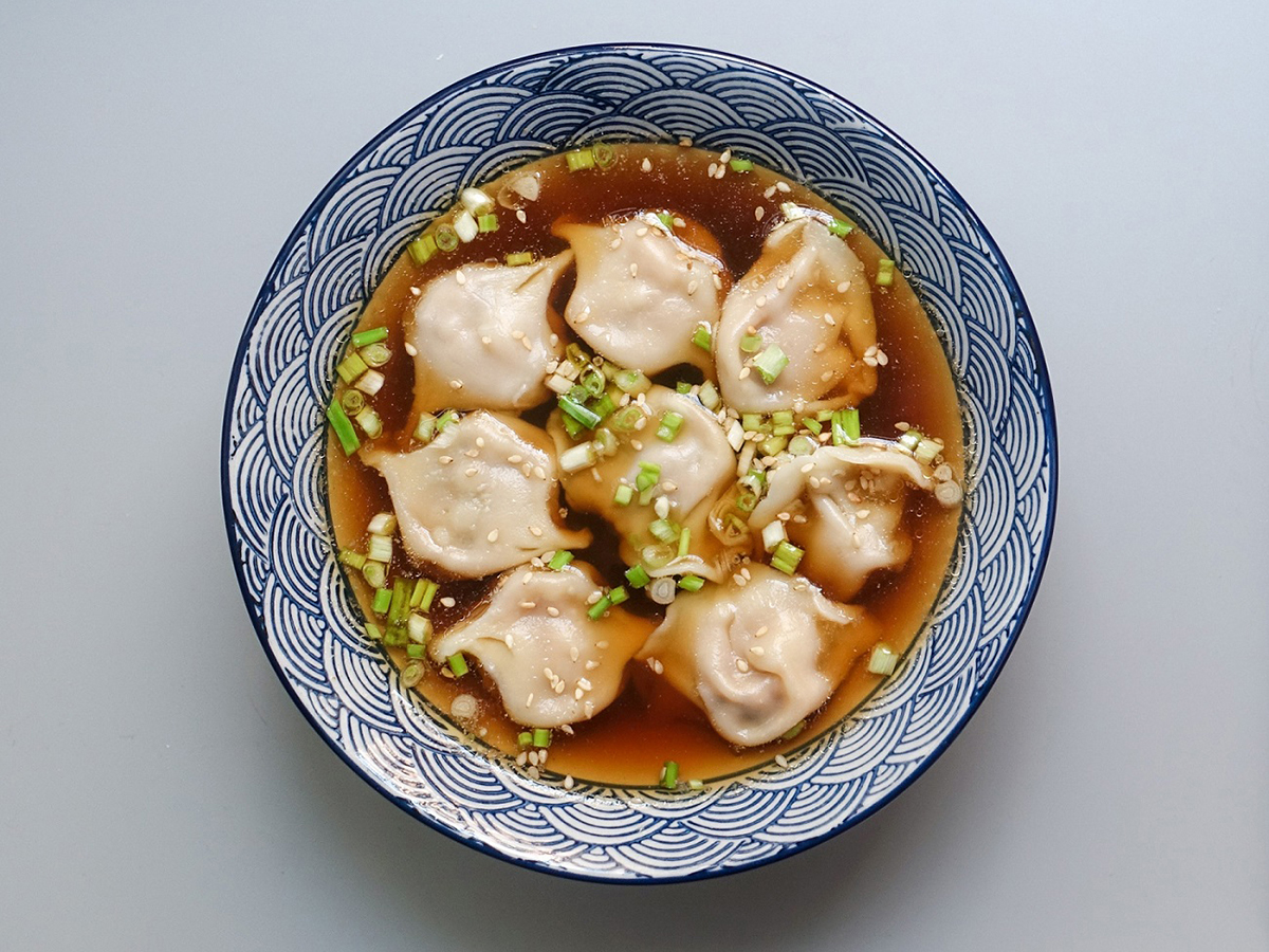 Meat - filled dumplings boiled in savory broth at Dumpling Zone, a Chinese restaurant in San Francisco