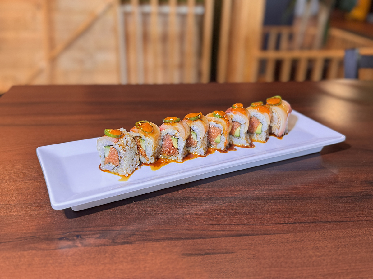 Crazy Yellowtail Roll at East Blue Sushi，a Japanese Restaurant in San Antonio