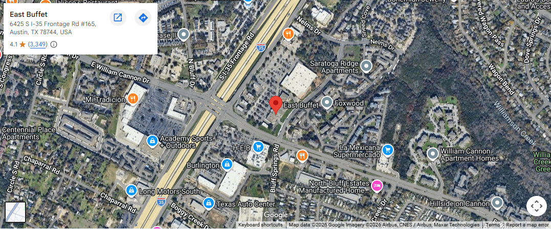 Location 6425 S I-35 Frontage Rd #165, Austin, TX 78744, United States