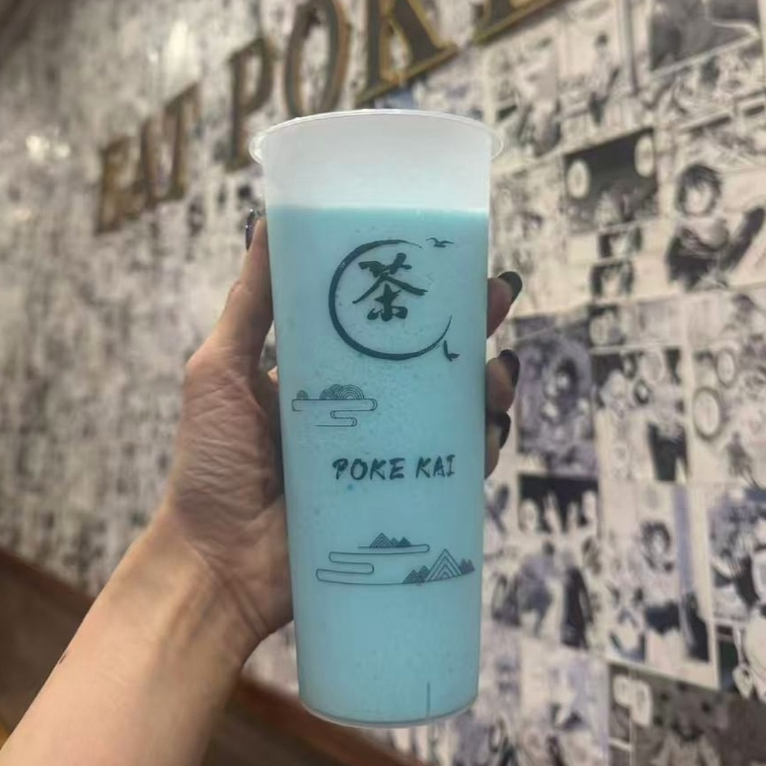 Smooth pastel blue cotton candy drink