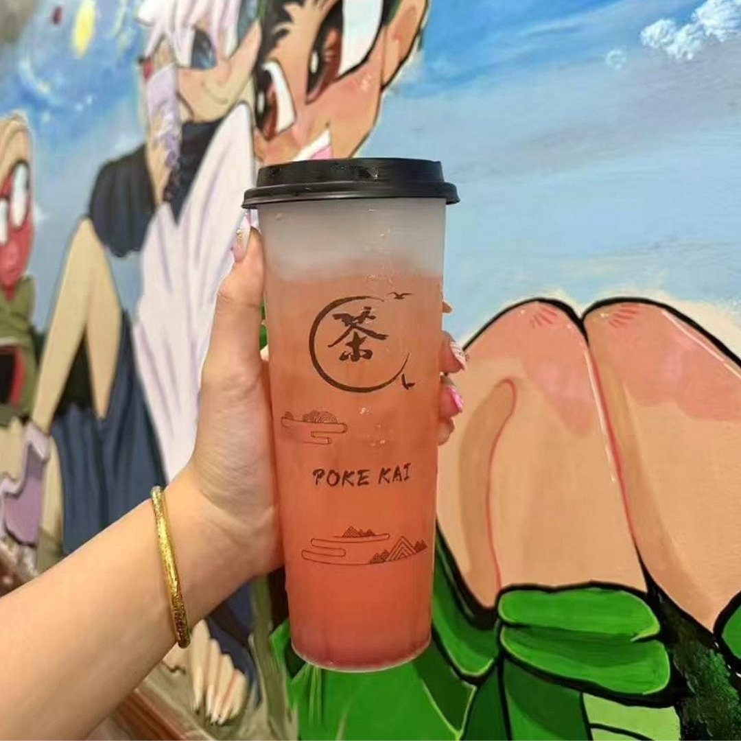 Sweet pink peach yogurt drink