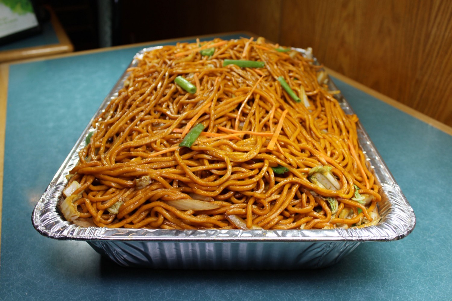 Savory vegetable lo mein noodles with carrot and scallion at Elgin Buffet, a Buffet Restaurant in Elgin