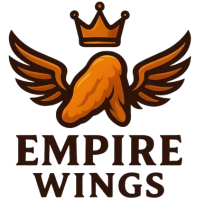 The logo of Empire Wings with a wing, crown and text.