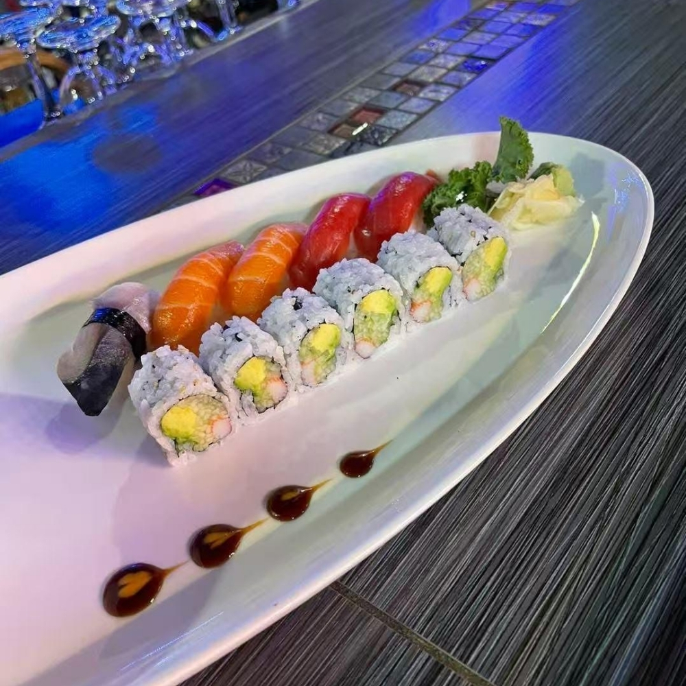 California roll with sashimi at Raku Sushi, a Japanese Restaurant in Easton