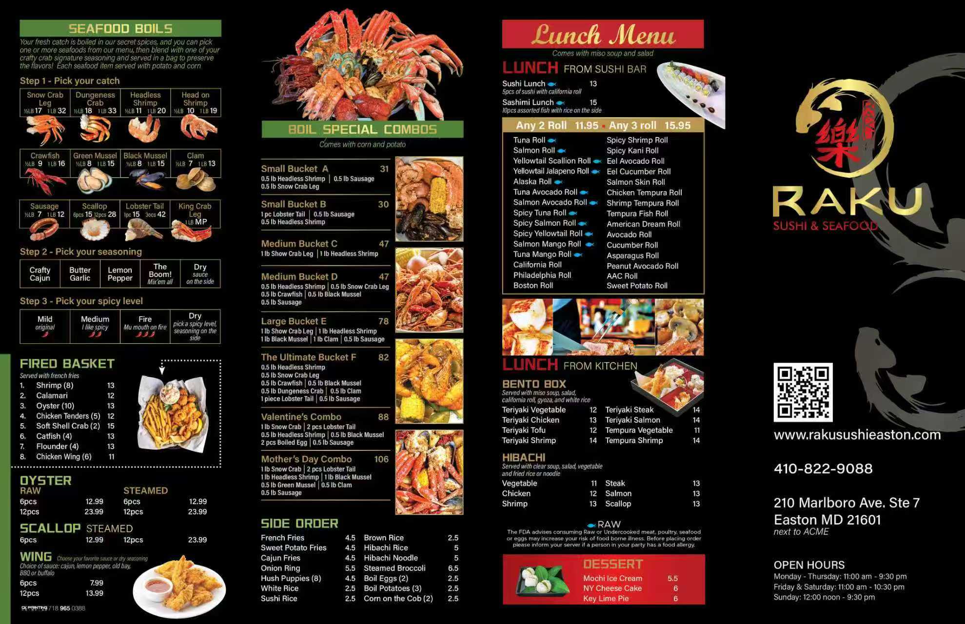 Raku Sushi Menu, a Japanese Restaurant in Easton
