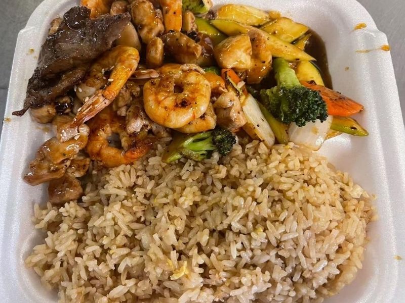 EZ-YUMMY-FOOD-Asian-Restaurant-Teriyaki-beef-and-shrimp-Ahoskie Teriyaki - flavored beef and shrimp with vegetables and fried rice at EZ YUMMY FOOD, a Asian Restaurant in Ahoskie