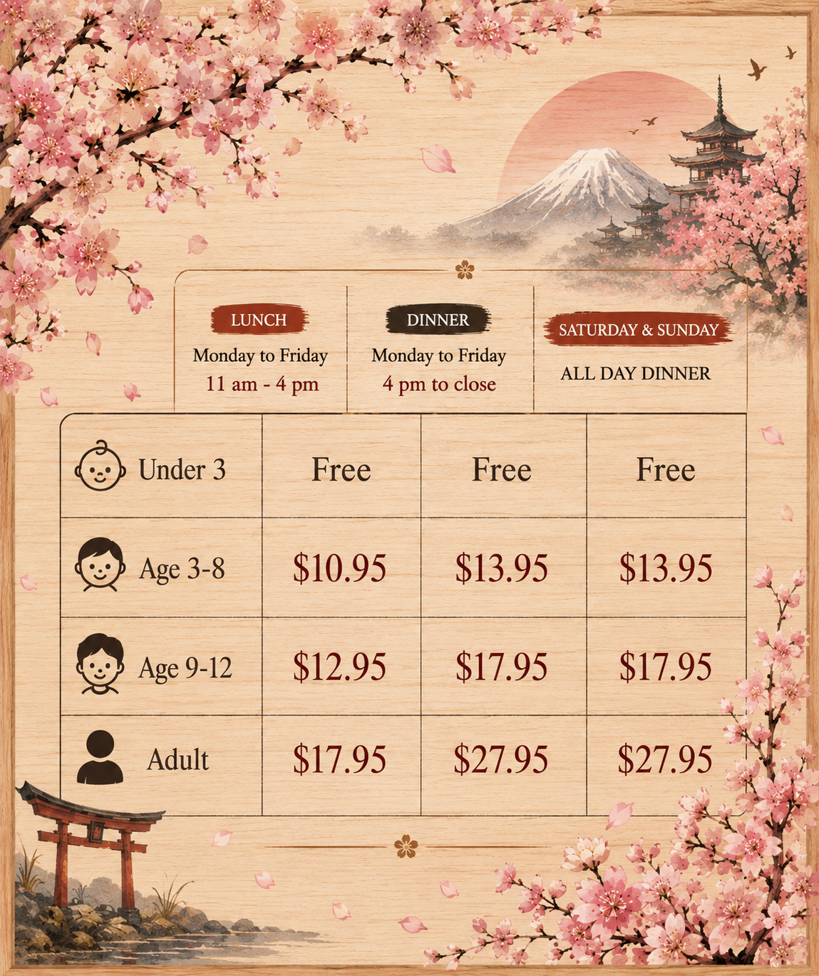 Restaurant menu 1, detailed description provided below