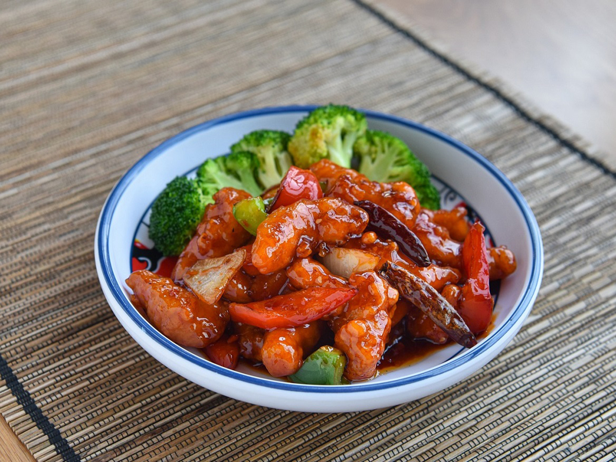 Spicy sweet chicken with peppers at Fat Boy Roasted Delights, a Chinese Restaurant in Modesto