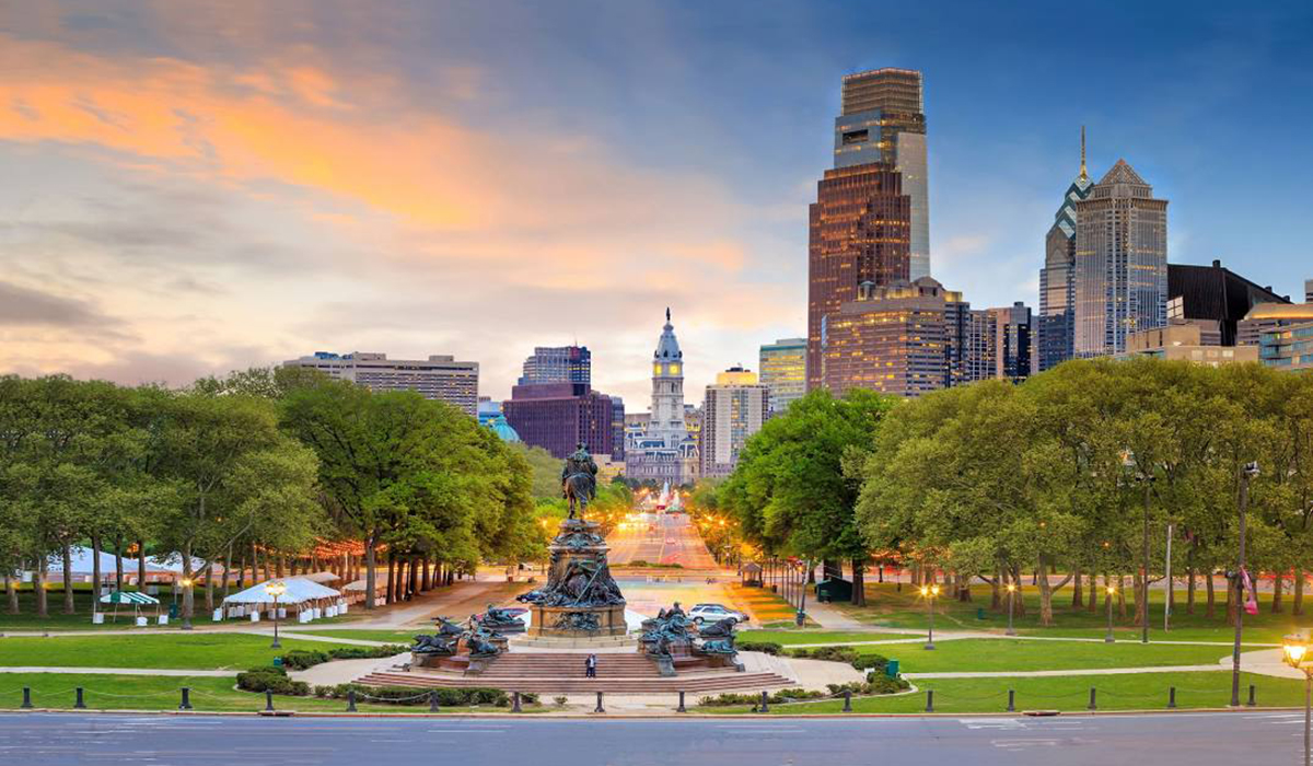Pennsylvania cityscape with park