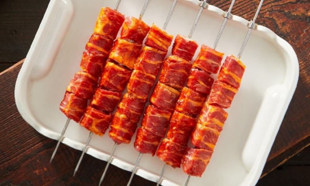 Marinated spicy beef steak skewers at FENGMU, a Korean BBQ Restaurant in Rowland Heights