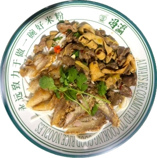 Crispy Pork and Snail Meat Rice Noodles at FengYing GuiLin Rice Noodle, a Chinese Restaurant in CA