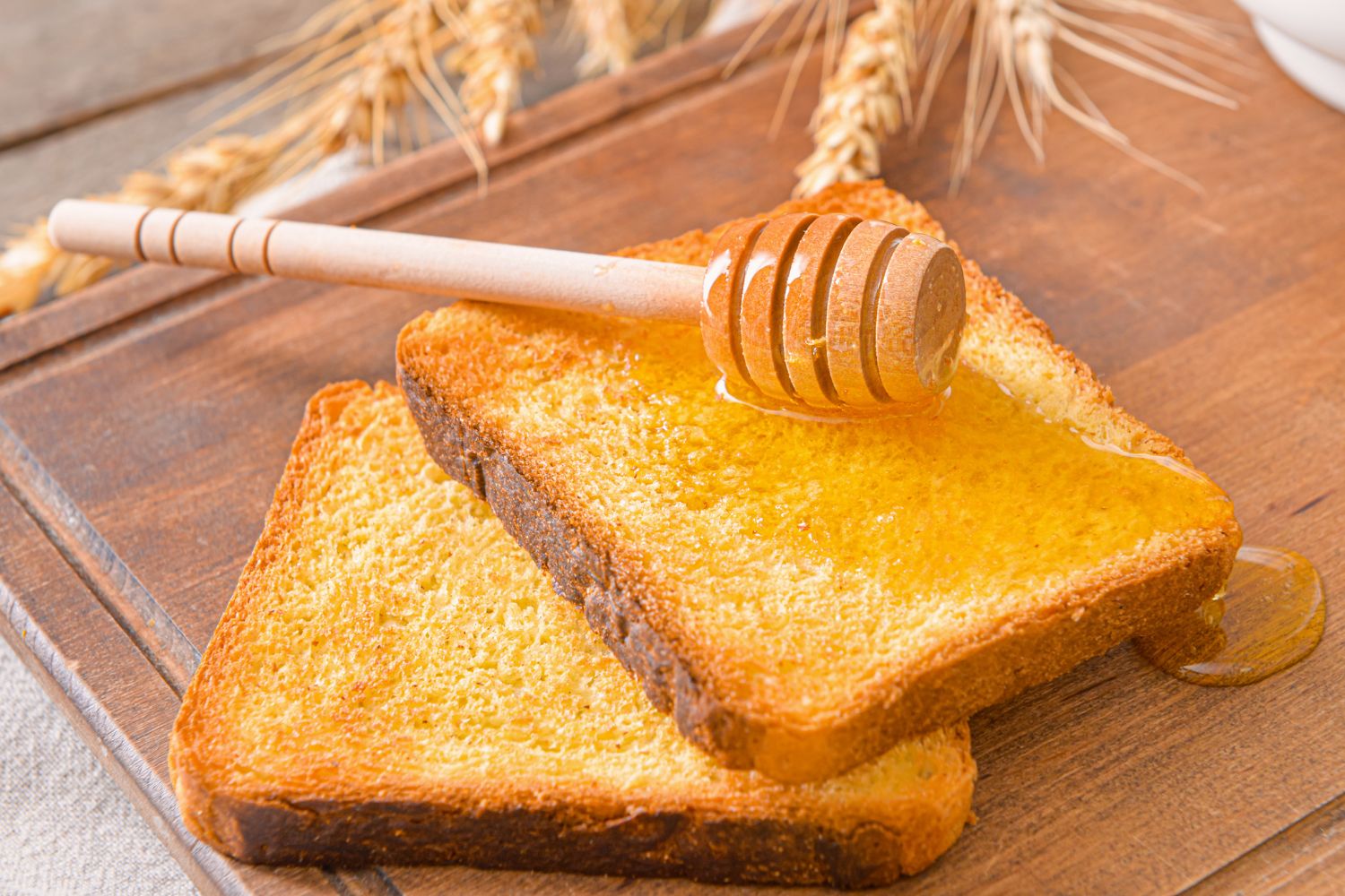 Honey-topped toasted bread at FiFi Bakery Shop in Brooklyn