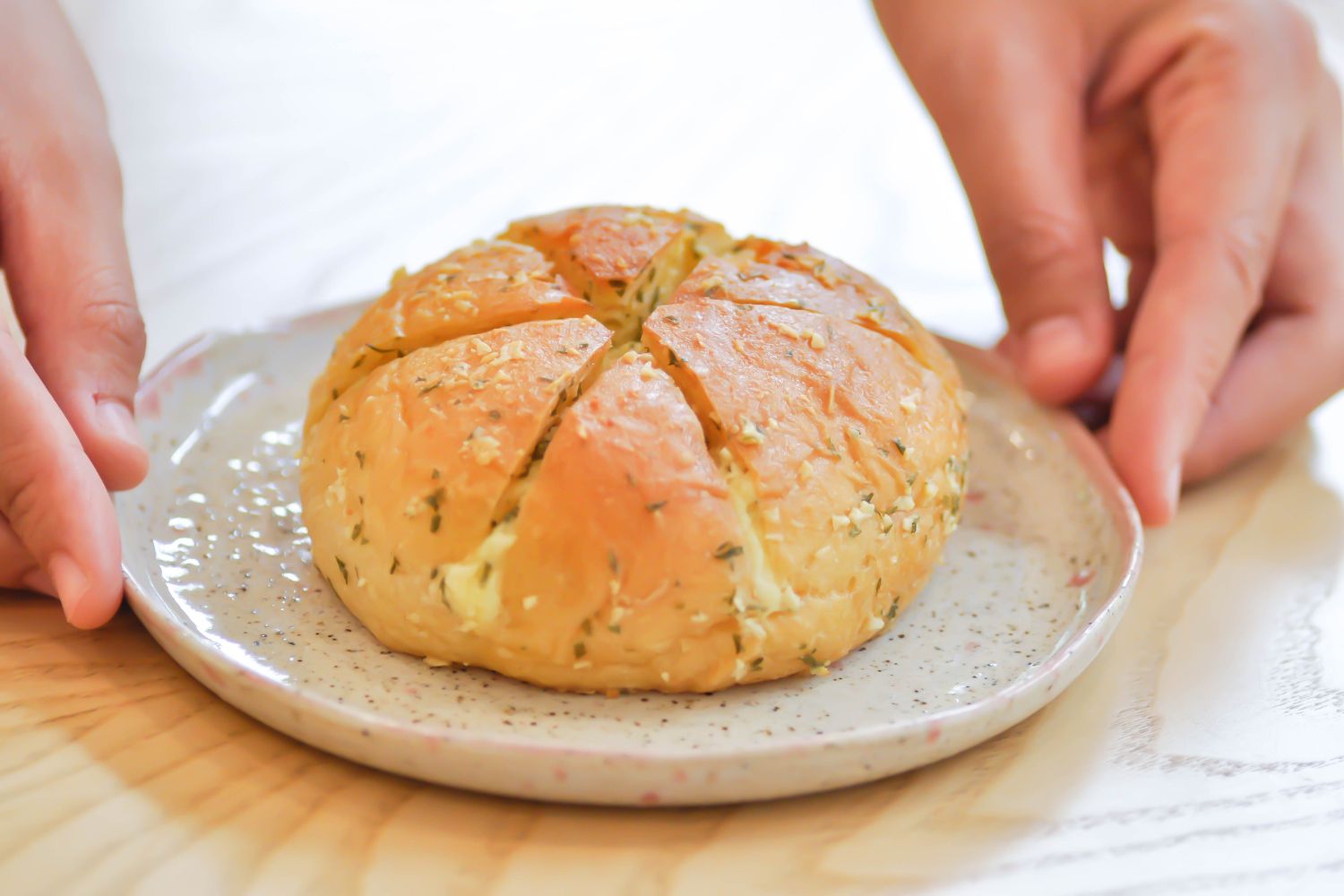 Garlic herb stuffed bread at FiFi Bakery Shop in Brooklyn Garlic herb stuffed bread at FiFi Bakery Shop in Brooklyn