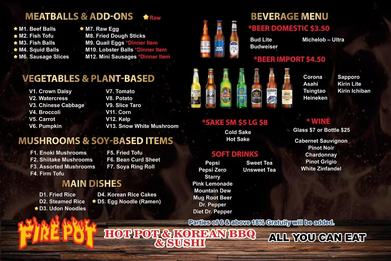 Fire Pot Korean Barbecue & Hot Pot Restaurant Menu Page 2