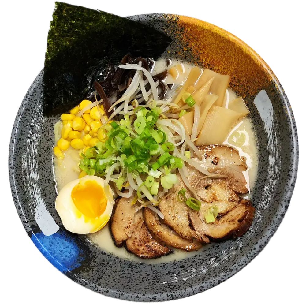 Foody-Bowl-Restaurant-Japanese-Restaurant-Pork-Tonkotsu-Ramen-Ocala Tonkotsu ramen with pork, egg, corn, and seaweed at Foody Bowl Restaurant, a Japanese Restaurant in Ocala