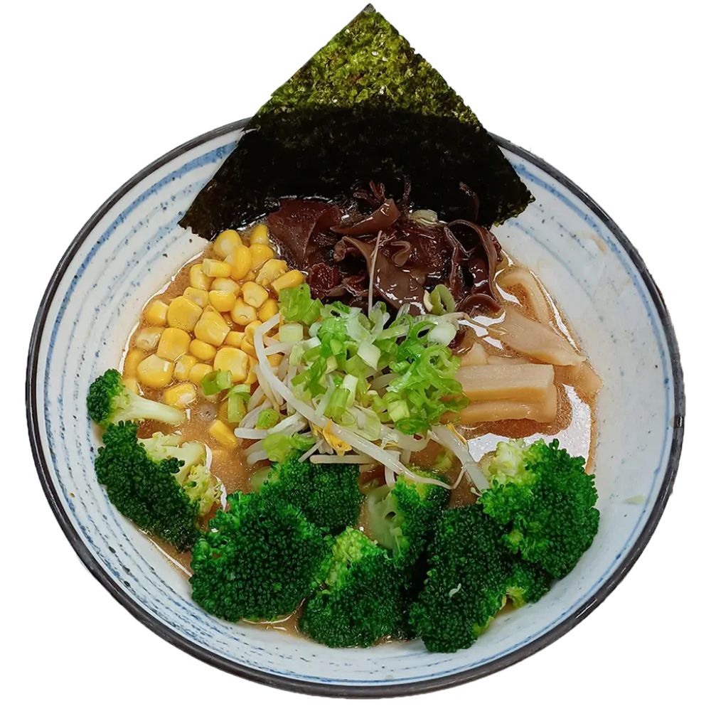 Foody-Bowl-Restaurant-Japanese-Restaurant-Vegetable-Ramen-Ocala Ramen with broccoli, corn, sprouts, and seaweed at Foody Bowl Restaurant, a Japanese Restaurant in Ocala