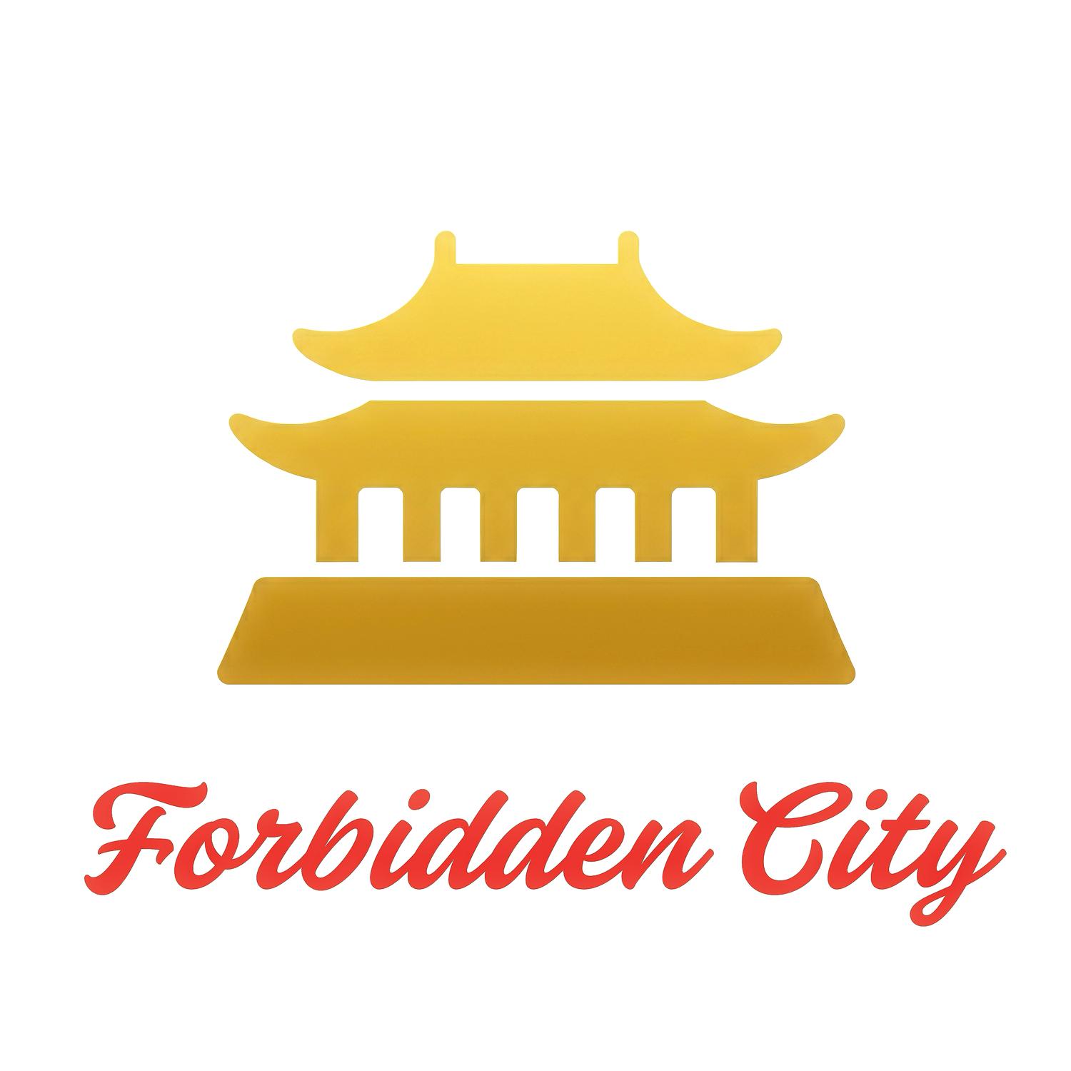 Restaurant logo featuring palace architecture as the emblem with the text "Forbidden City"