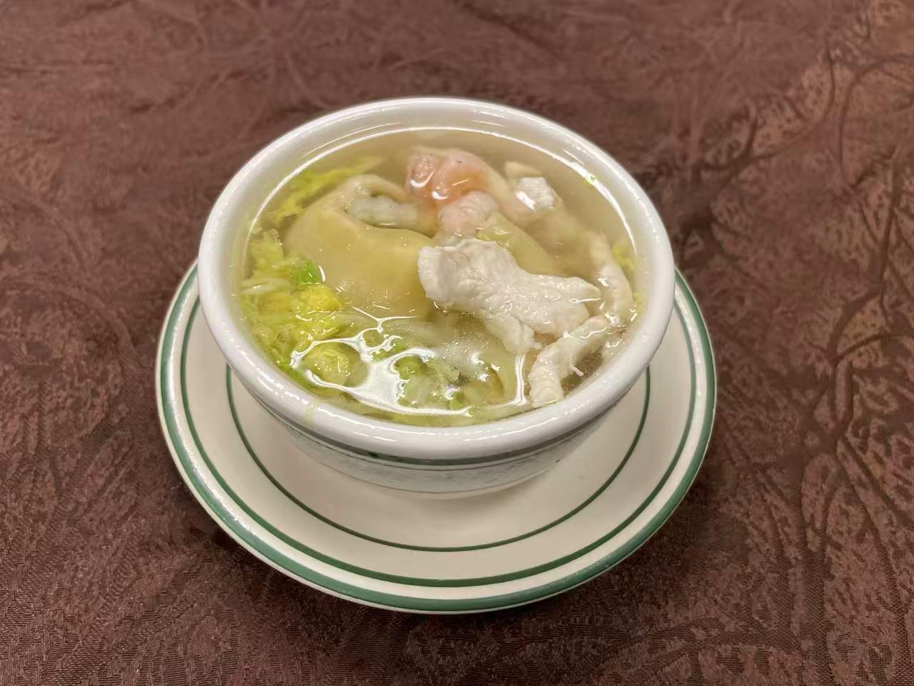 Light broth with wontons, shrimp, pork and napa cabbage at Forbidden City Chinese Restaurant in Westminster