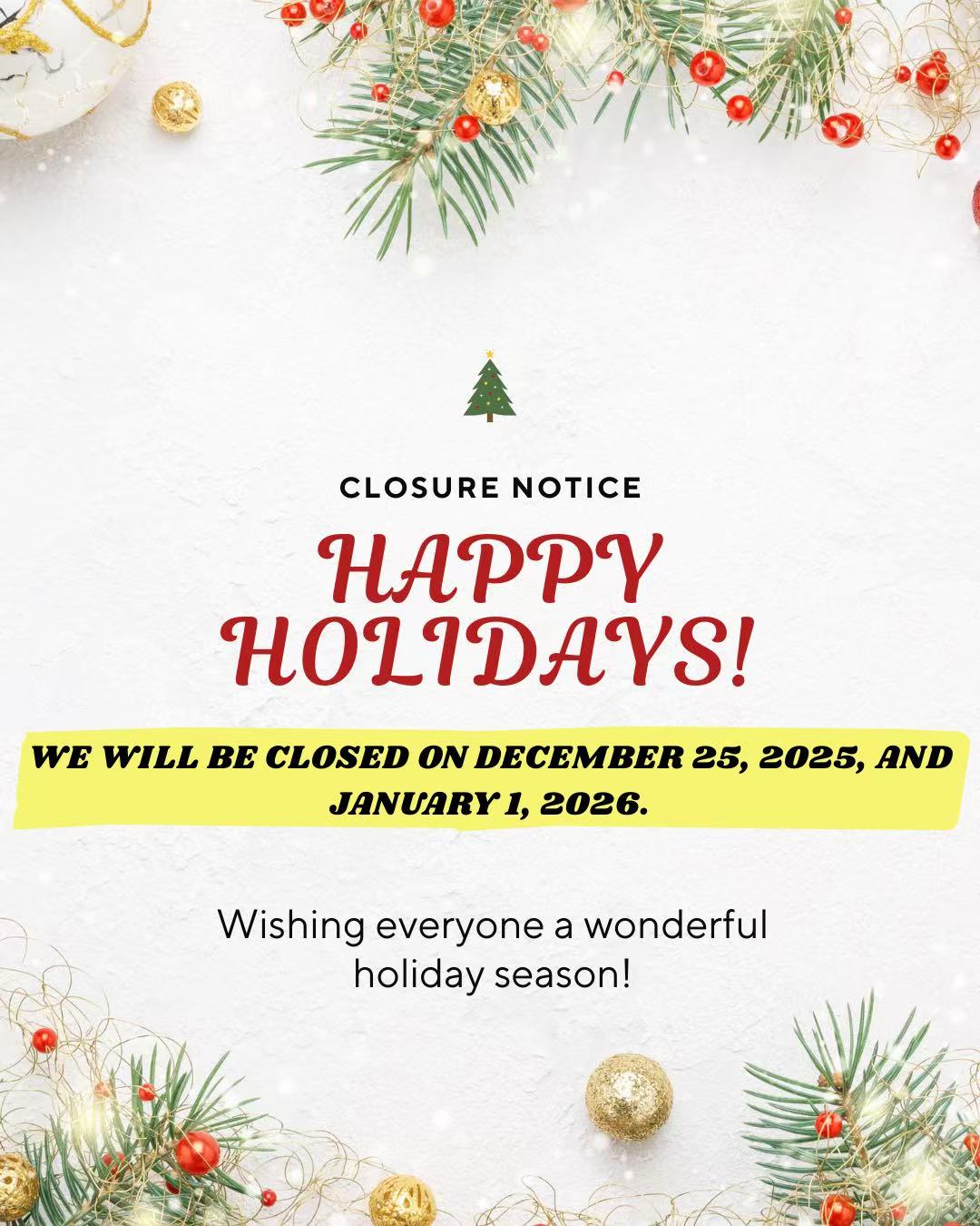 Notice of Special Operating Hours