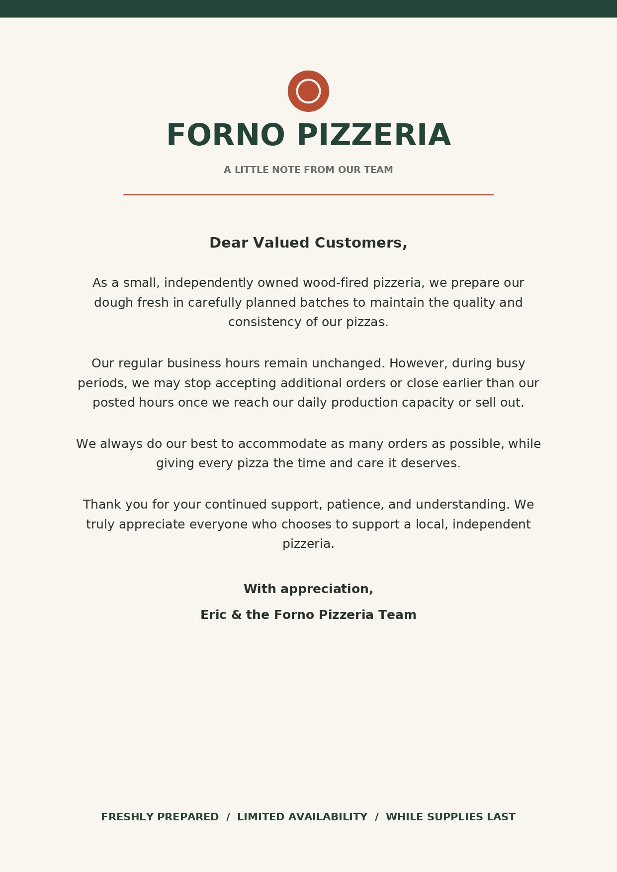 Restaurant Event Notice
