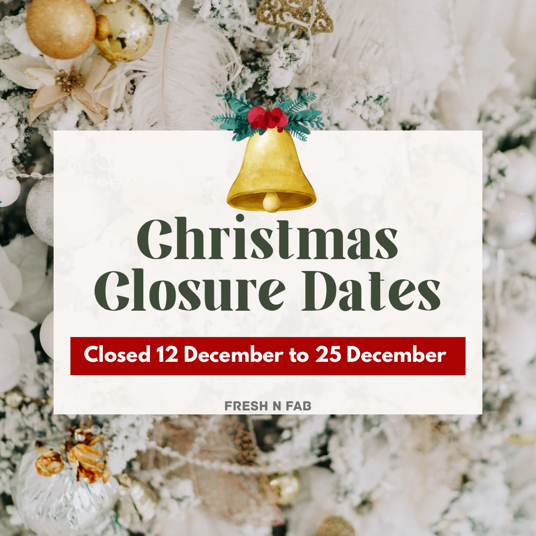 Holiday notice graphic showing Christmas closure dates from December 12 to December 25, with festive decorations.