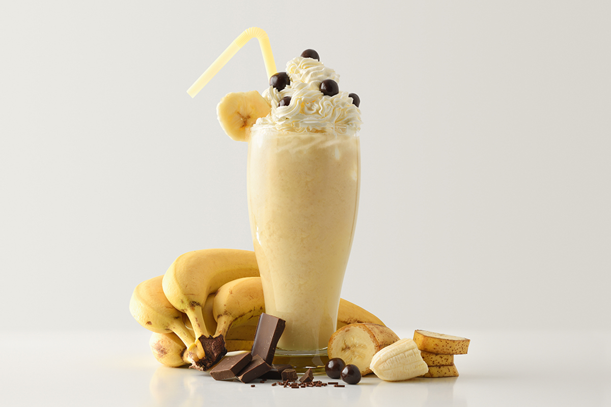 Banana milkshake with whipped cream at Fruitbite Smoothie, a Smoothie & Fruit Tea Shop in Broomfield