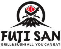 The restaurant's logo with a fish and mountain design at Fujisan, a Japanized Western Restaurant in Chandler