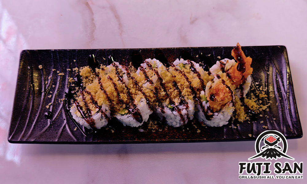 Crunchy roll with tempura bits and sauce at Watami, a Japanized Western Restaurant in Chandler