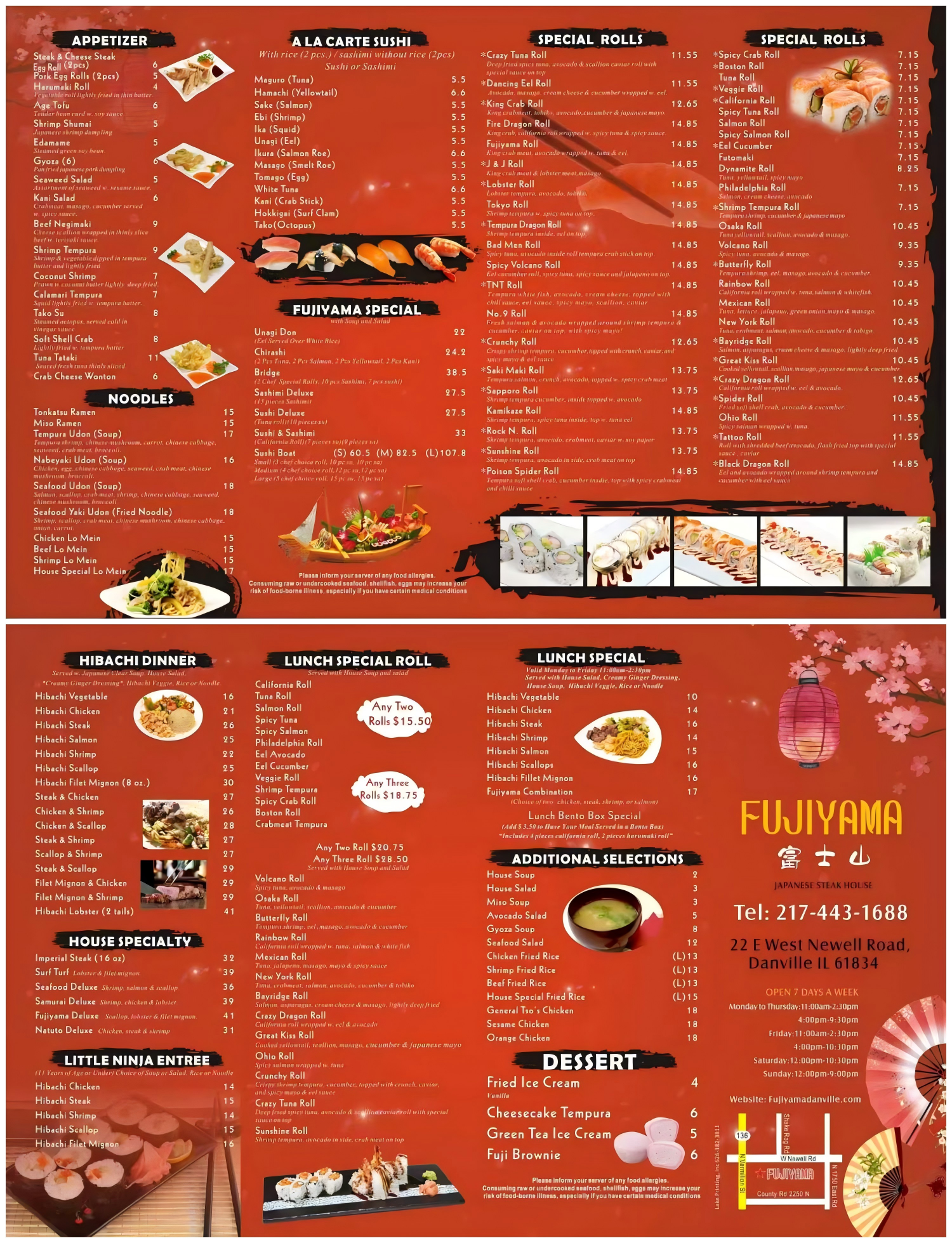Restaurant menu 1, detailed description provided below