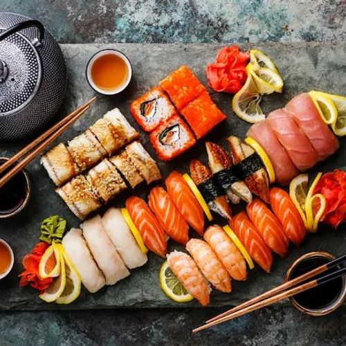 Sushi combo platter at Fujiyama Sushi à Volonté Asian Restaurant in Granby