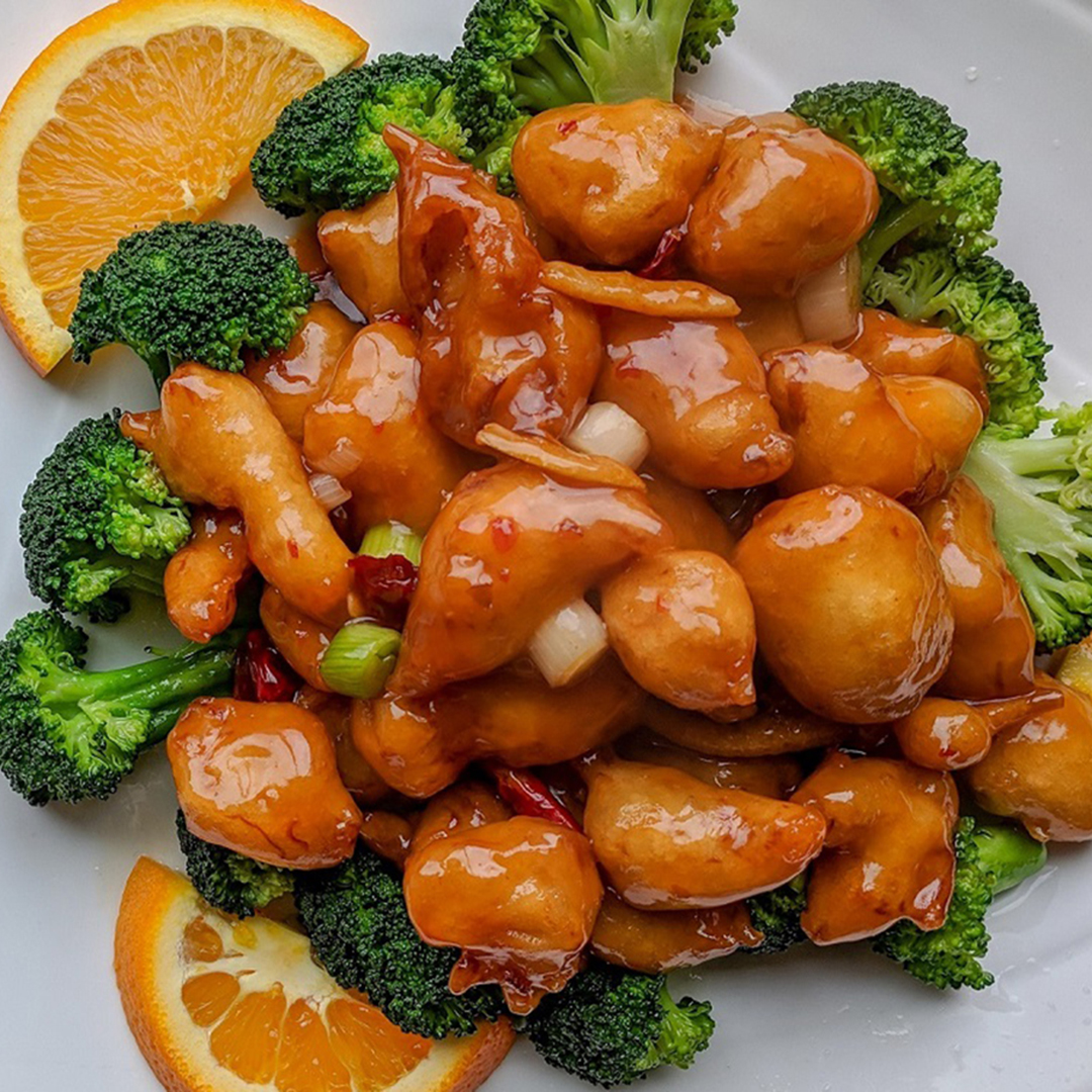 Orange Chicken at Full House Chinese Restaurant，a Chinese Restaurant in Mills