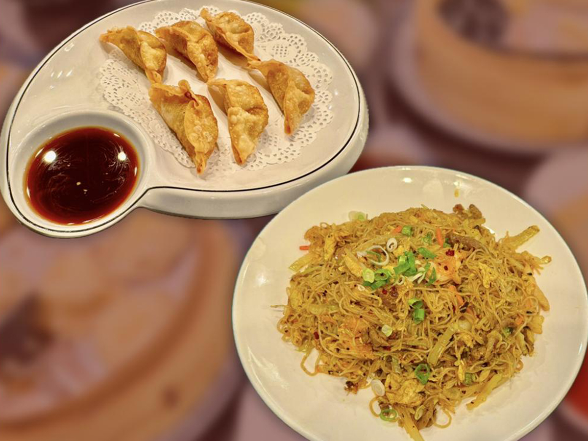 Pan - fried dumplings & stir - fried noodles, combo dish at Fun Noodle Bar Amarillo, a Asian restaurant in Amarillo