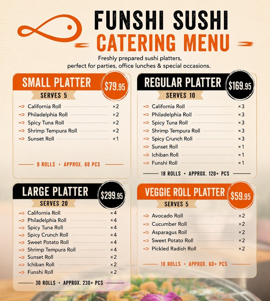 Restaurant New Catering Menu, detailed description provided below
