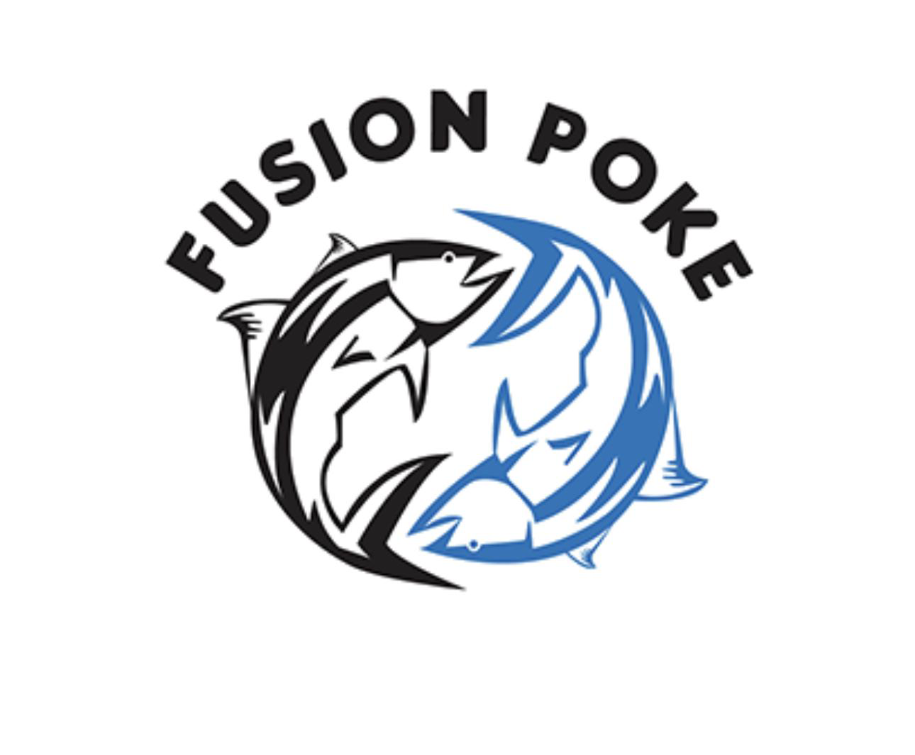 Fusion Poke restaurant logo featuring two fish