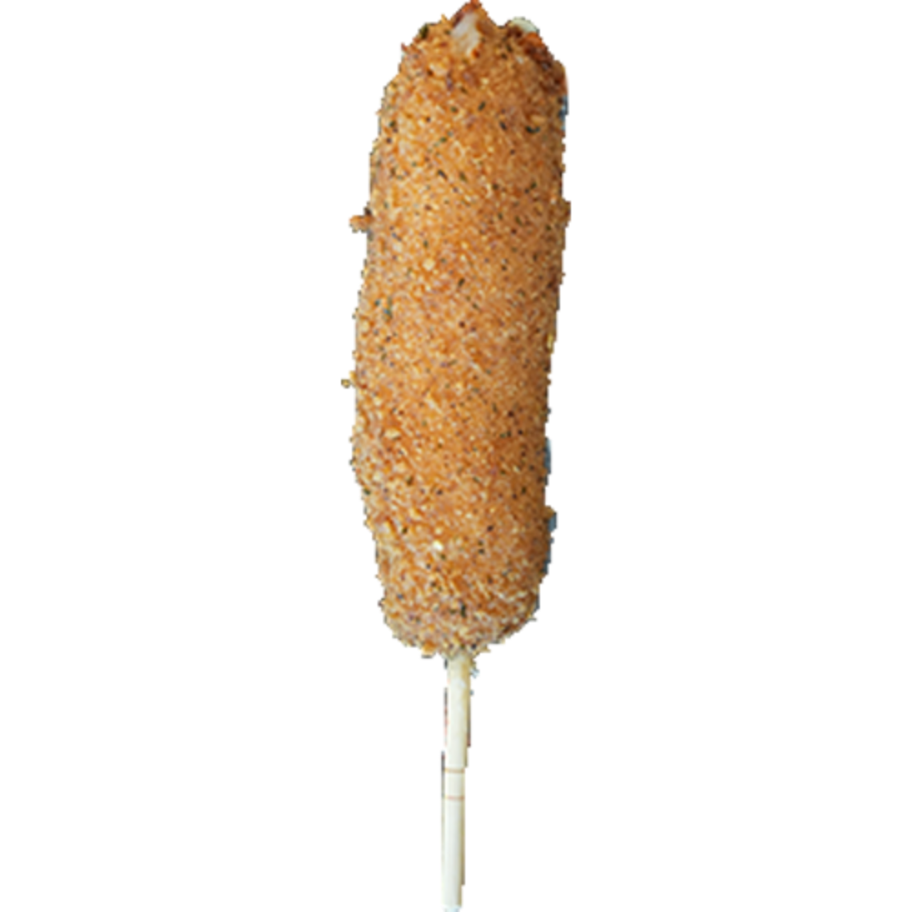 Crispy corn dog with savory seasoning and herbs at Gangnam Crispy, a Korean Restaurant in Toledo