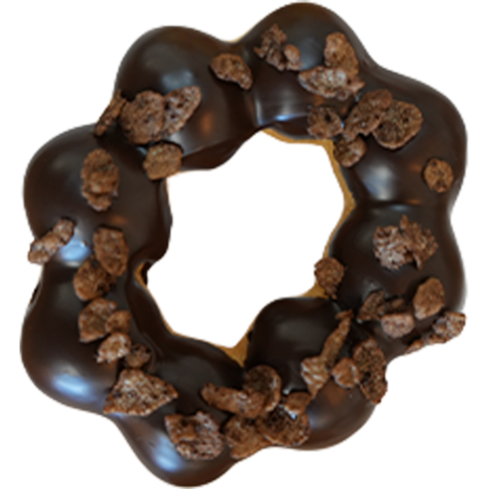 Dark chocolate mochi donut with crunchy chocolate cereal at Gangnam Crispy, a Korean Restaurant in Toledo