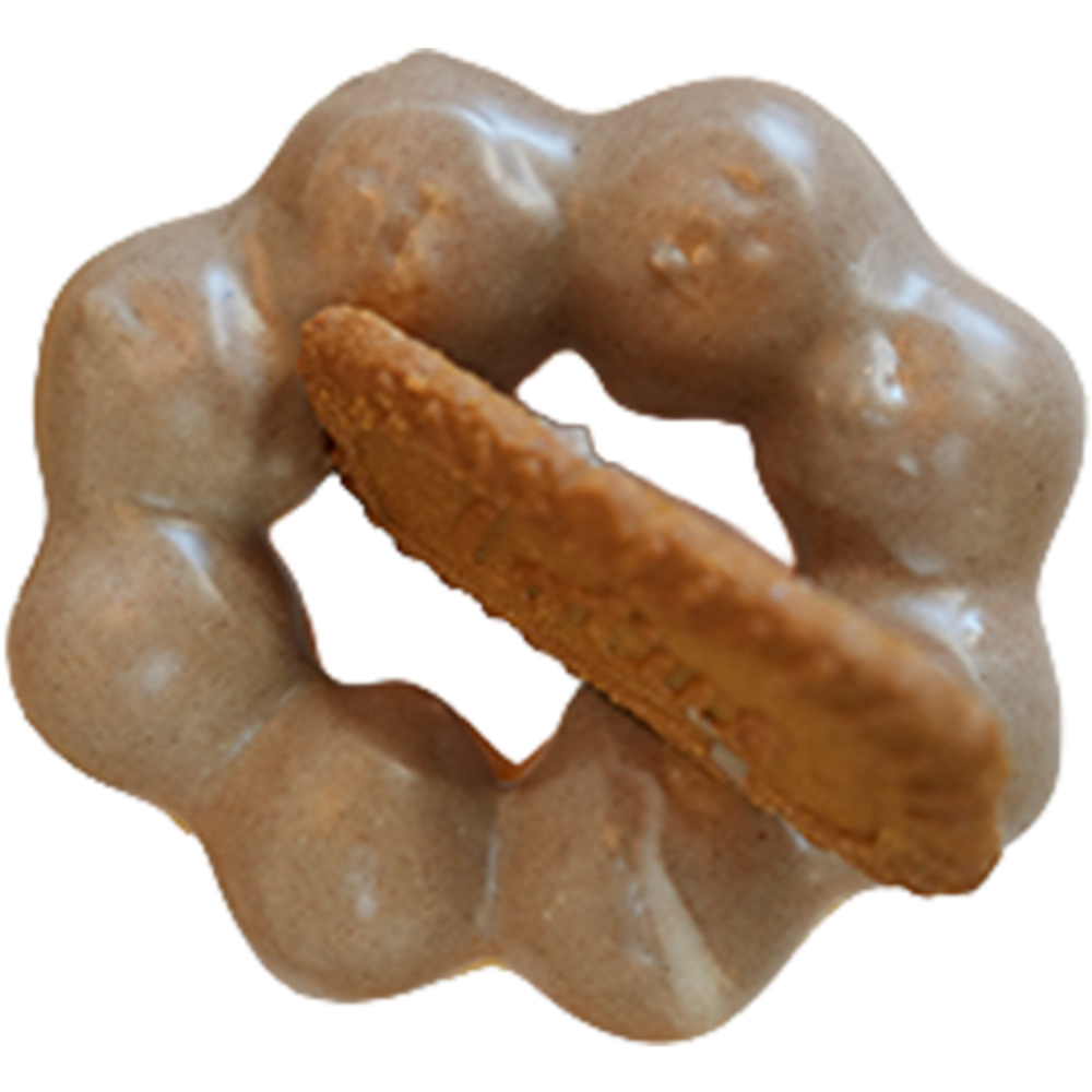 Light brown mochi donut topped with a crispy cookie at Gangnam Crispy, a Korean Restaurant in Toledo