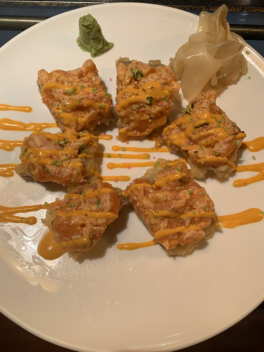 Crispy Spicy Salmon at Ganso Ramen & Sushi，a Japanese Restaurant in Sleepy Hollow