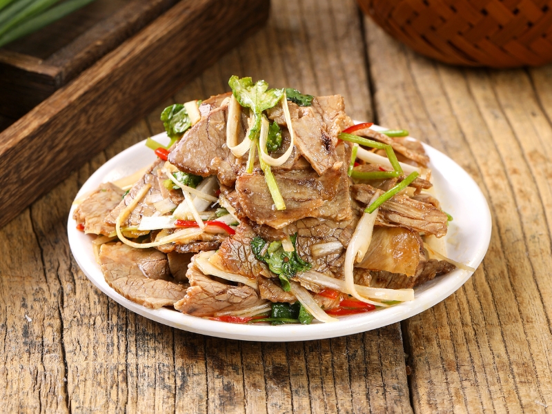 Refreshing shredded beef salad with scallions and cilantro at Gao Qunsheng's Spicy Soup, a Chinese Restaurant in Flushing