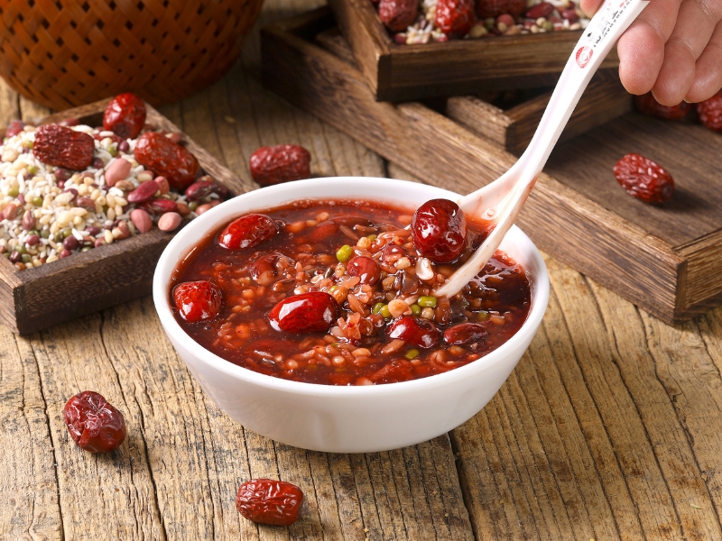 Warm red date eight treasures porridge with mixed grains at Gao Qunsheng's Spicy Soup, a Chinese Restaurant in Flushing