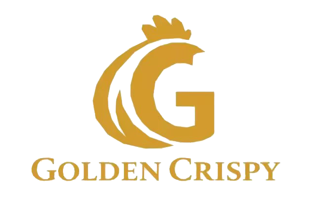 Golden rooster G monogram logo warm gold text Golden Crispy at Golden Crispy Chicken, a Fried Chicken Restaurant in Orlando