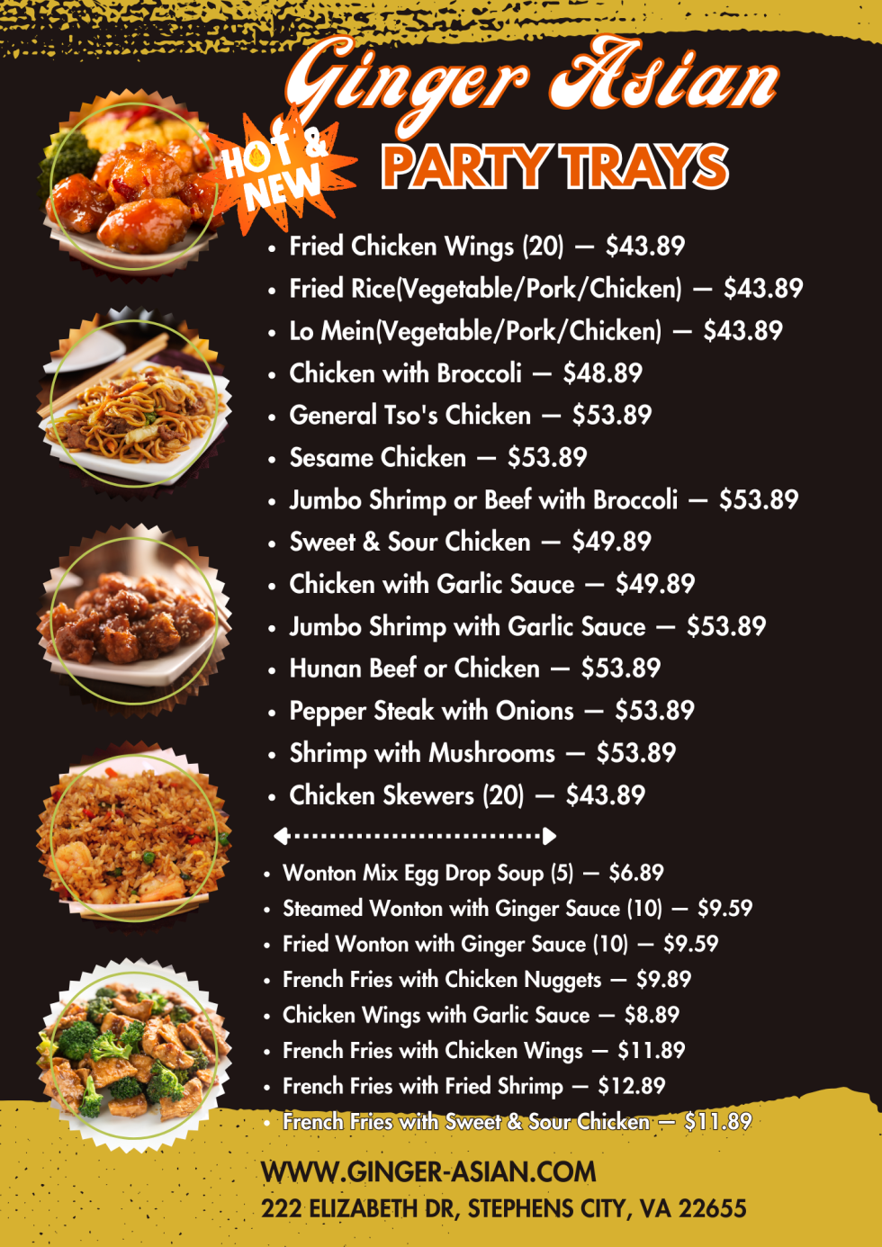 Ginger's Menu Ginger Asian | Online Order | Stephens City | VA