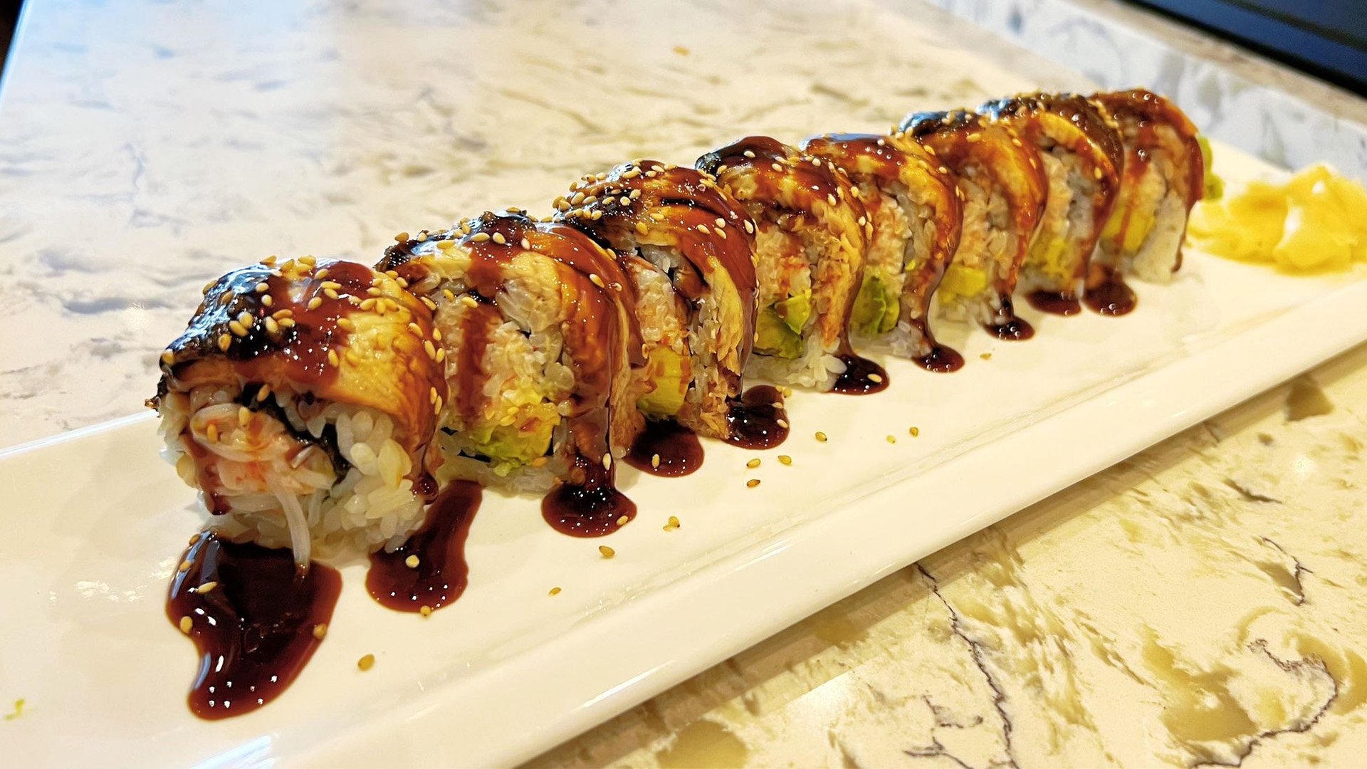 Alligator Maki at Ginger Garden, Chinese Restaurant in Marlborough