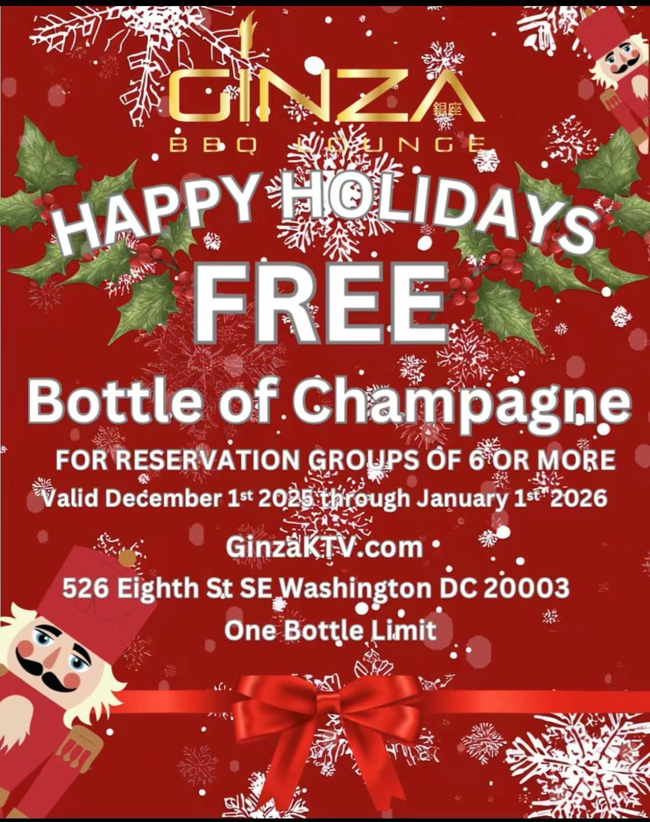 Free champagne for groups of 6+ at GinzakTV.com