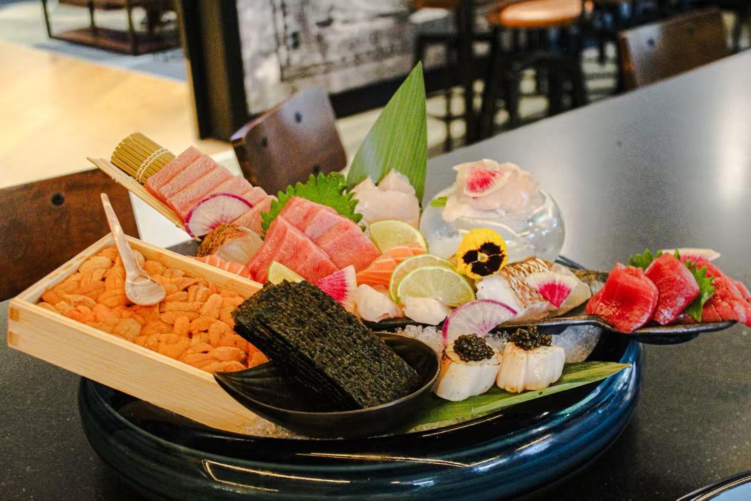 Sashimi platter at Ginza Asian Restaurant in Portland