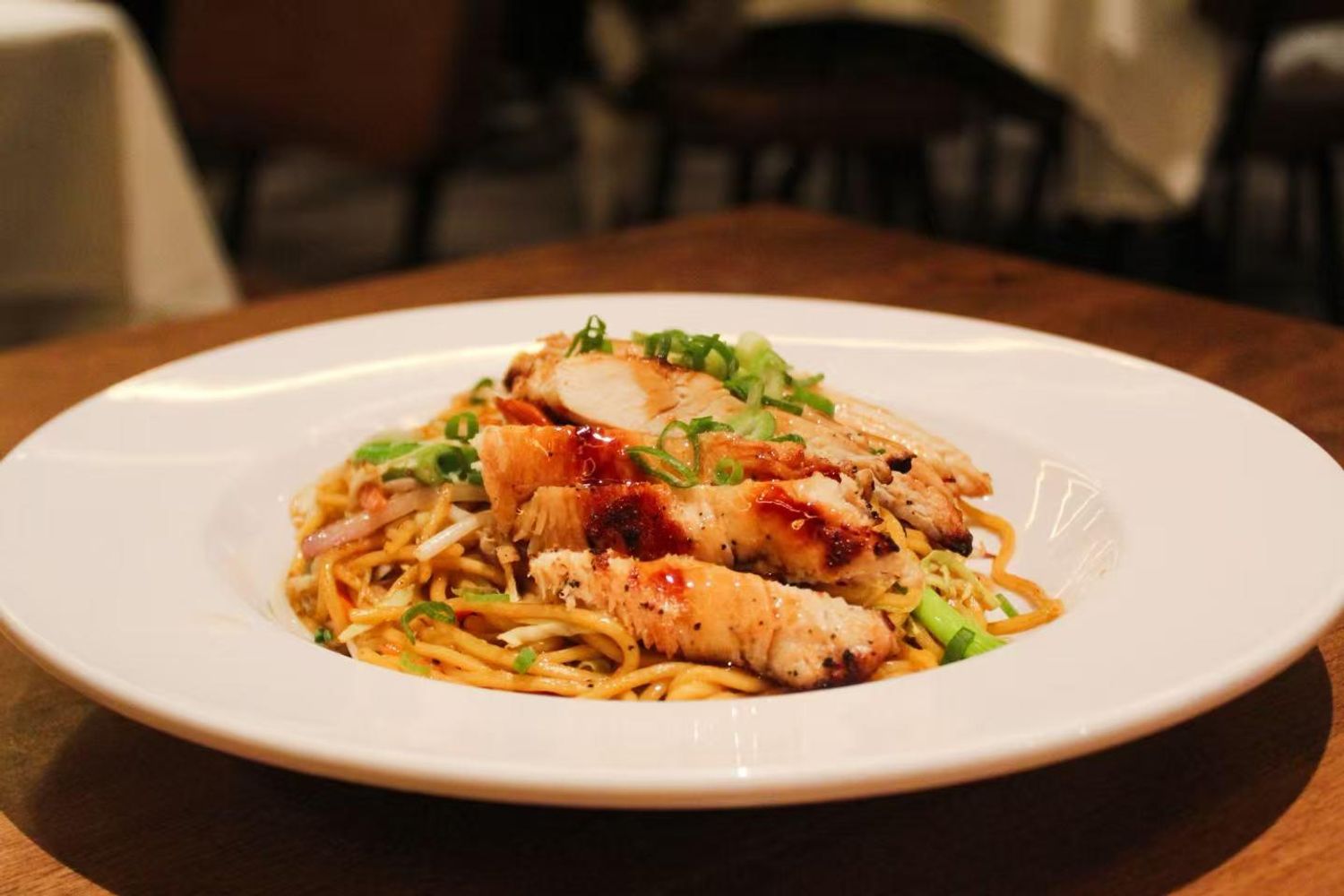 Chicken noodles at Ginza Asian Restaurant in Portland